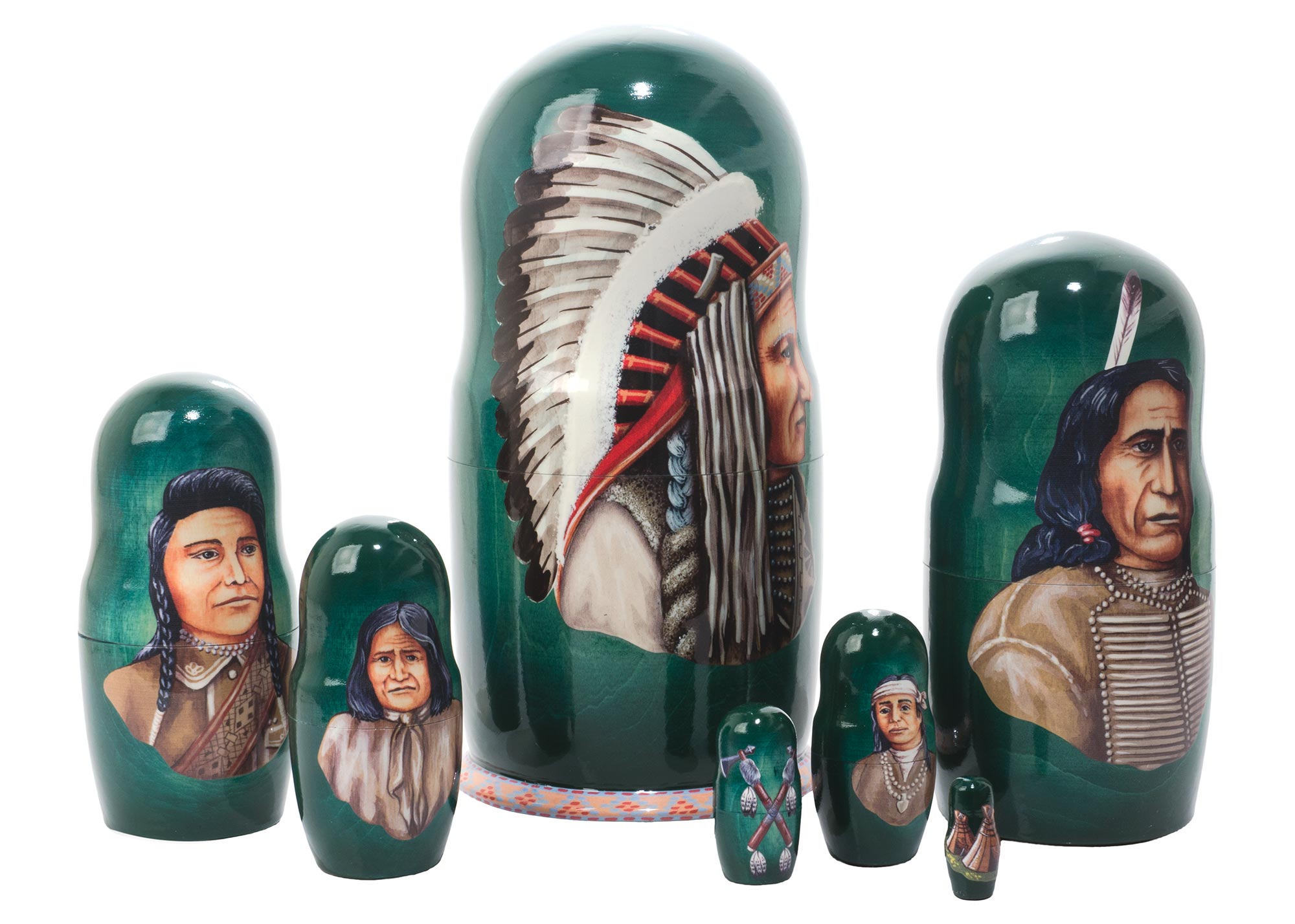 Buy Indian Chiefs Nesting Doll 7pc./8" at GoldenCockerel.com