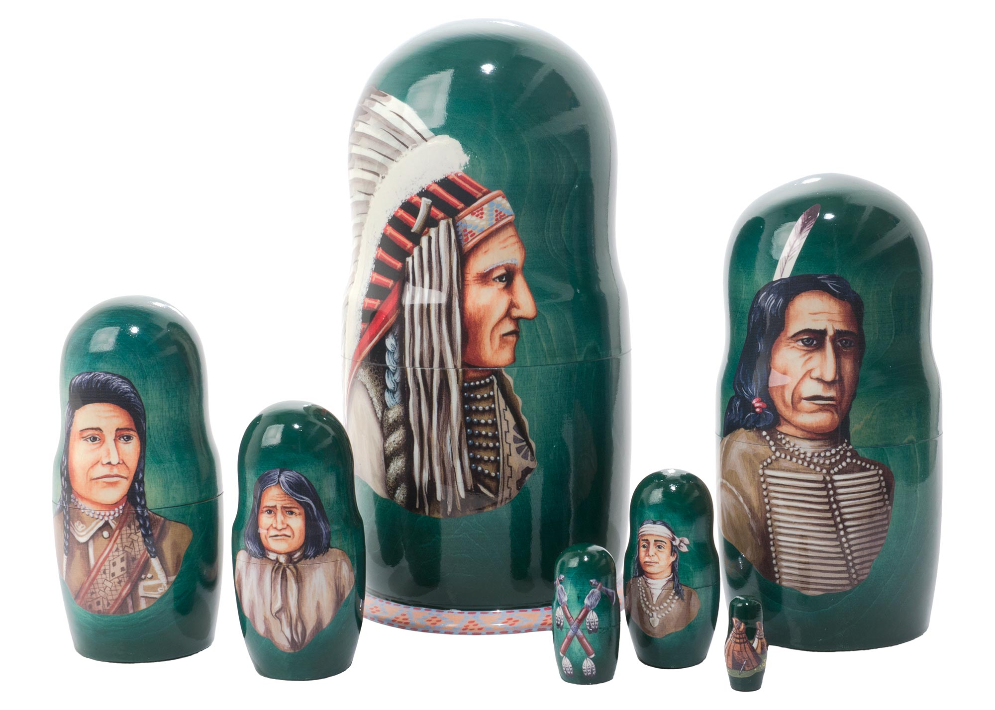 Buy Indian Chiefs Nesting Doll 7pc./8" at GoldenCockerel.com