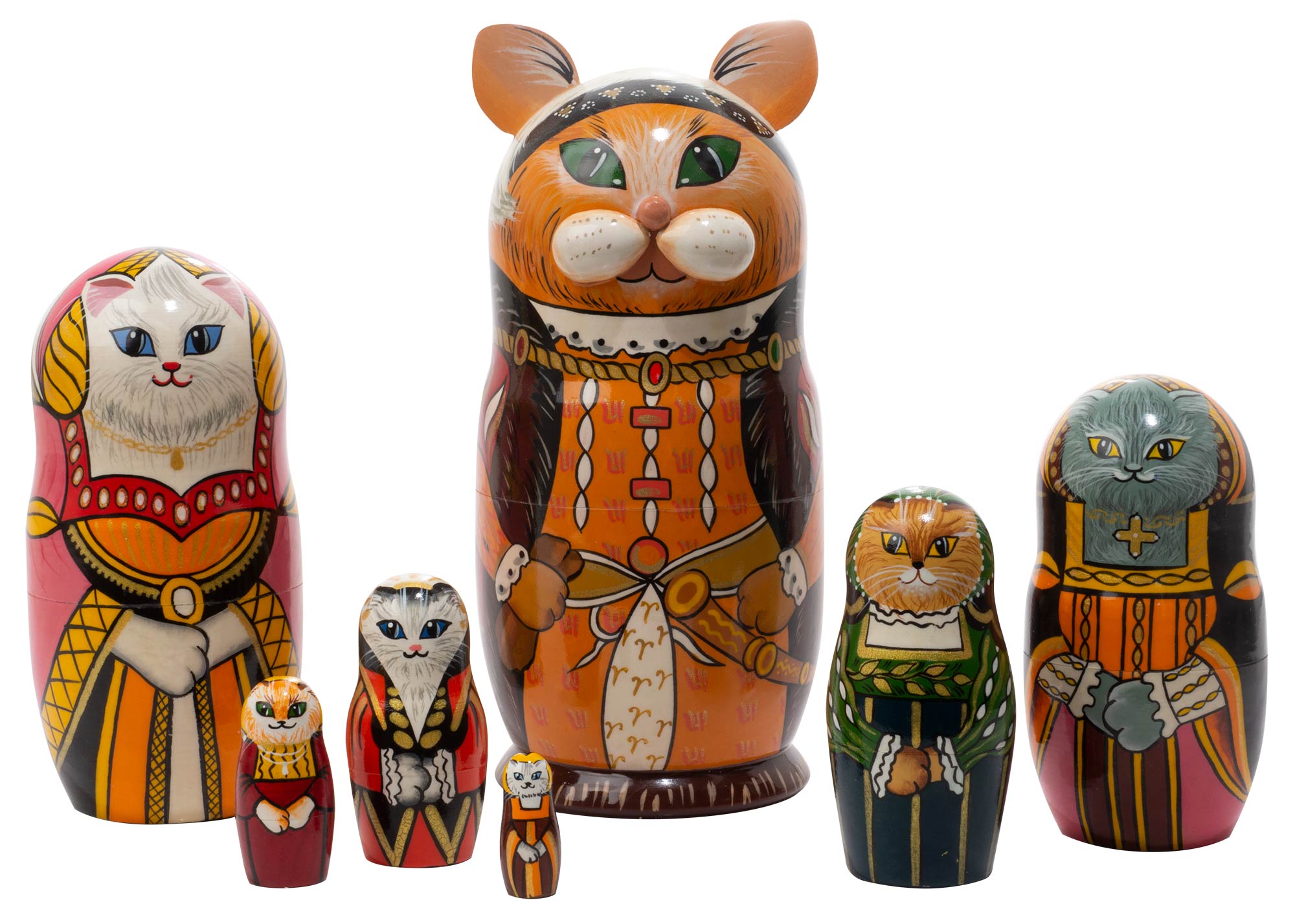 Buy Henry VIII Cat Nesting Doll 7pc./7" at GoldenCockerel.com