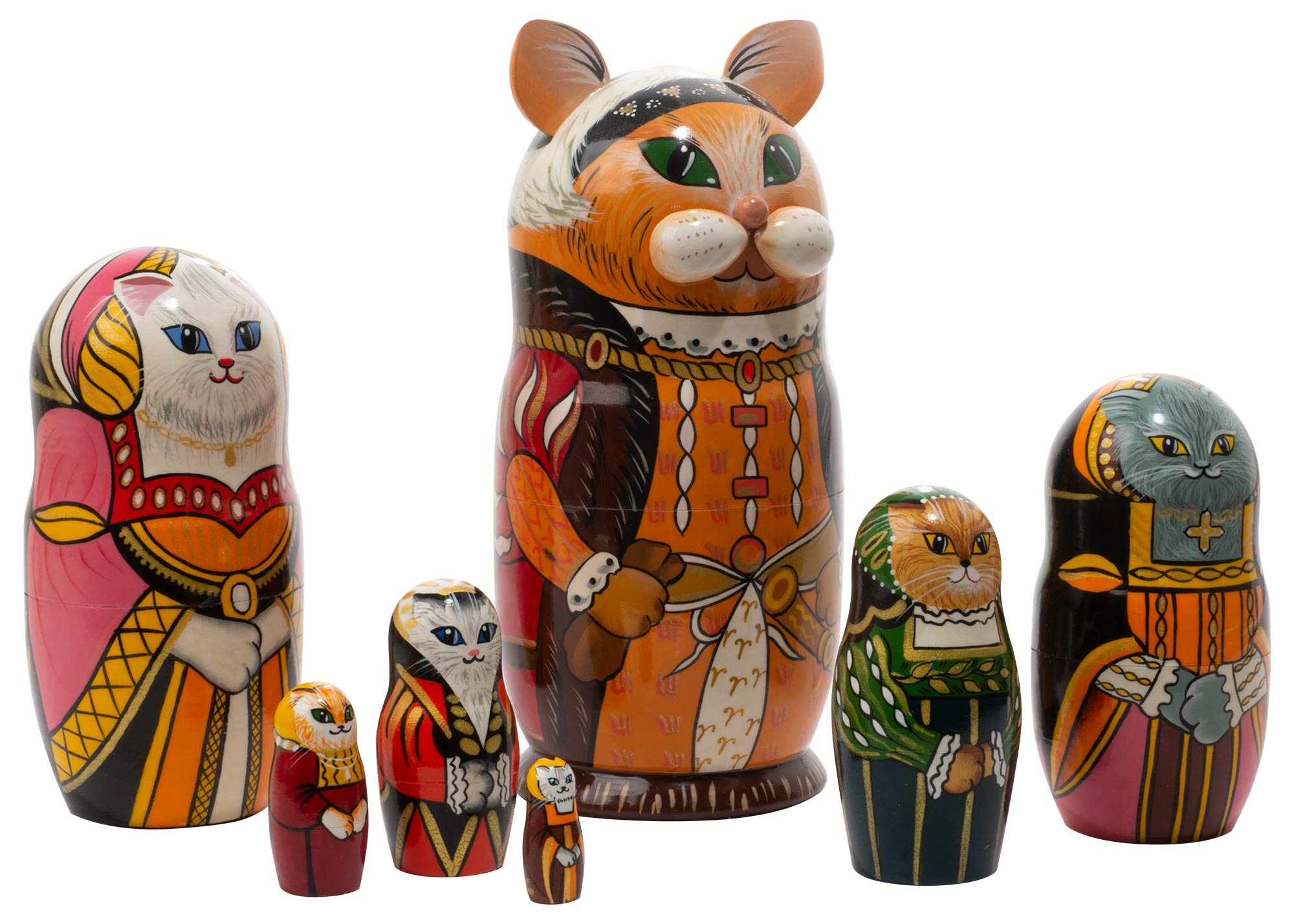 Buy Henry VIII Cat Nesting Doll 7pc./7" at GoldenCockerel.com