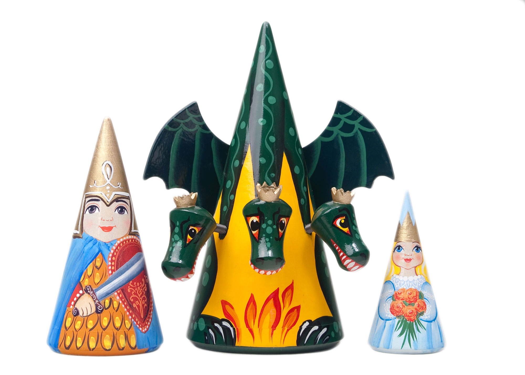 Buy Three-Headed Dragon Nesting Doll 3pc./7" at GoldenCockerel.com