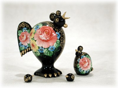 Buy Bouquet Rooster & Hen Nesting Doll 4pc./3" at GoldenCockerel.com