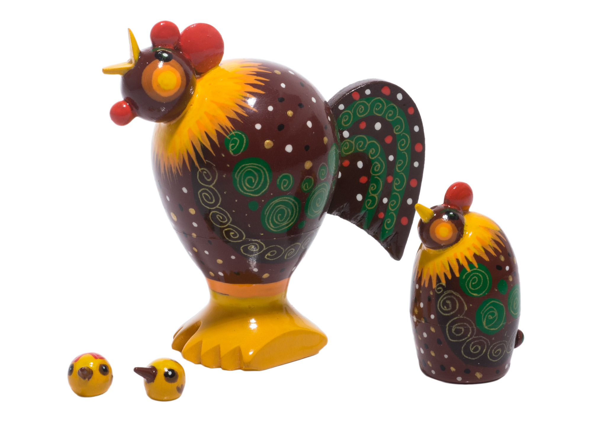 Buy Realistic Rooster & Hen Nesting Doll 4pc./3" at GoldenCockerel.com