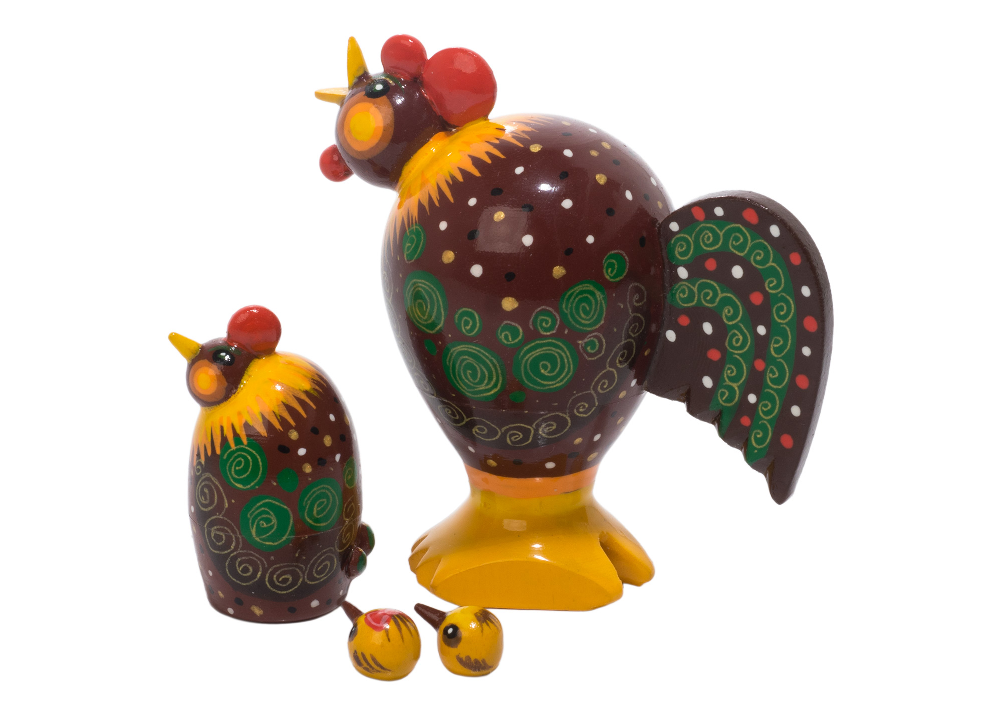 Buy Realistic Rooster & Hen Nesting Doll 4pc./3" at GoldenCockerel.com