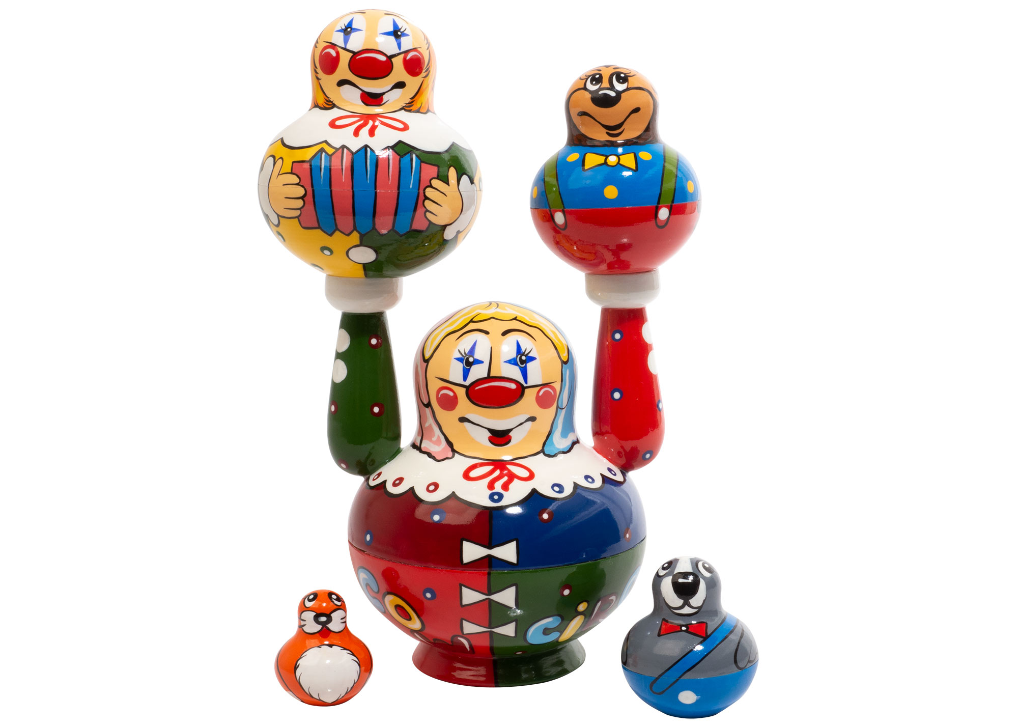 Buy Moscow Circus Clown Nesting Doll 5pc./5"  at GoldenCockerel.com