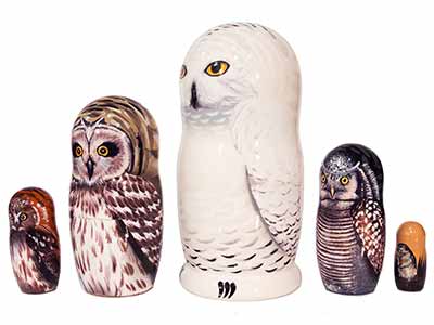 Buy Snowy Owl Nesting Doll 5pc./6" at GoldenCockerel.com