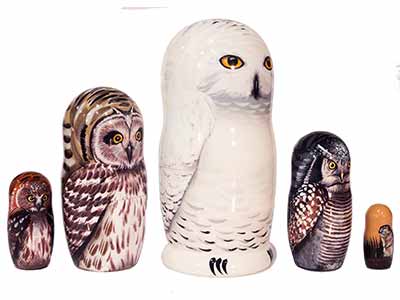 Buy Snowy Owl Nesting Doll 5pc./6" at GoldenCockerel.com