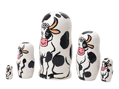 Buy Holstein Cow Nesting Doll 5pc./4"  at GoldenCockerel.com