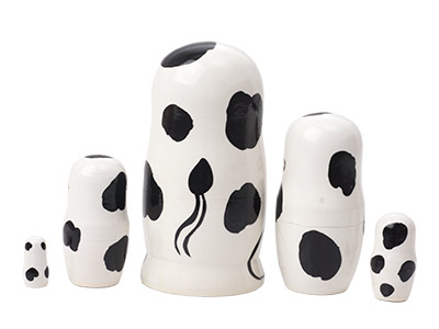 Buy Holstein Cow Nesting Doll 5pc./4"  at GoldenCockerel.com