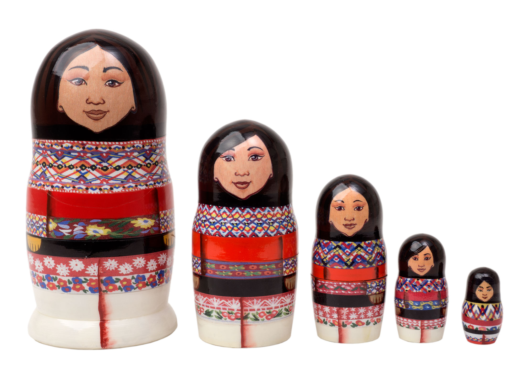 Buy Inuit Eskimo Women Nesting Doll 5pc./5" at GoldenCockerel.com