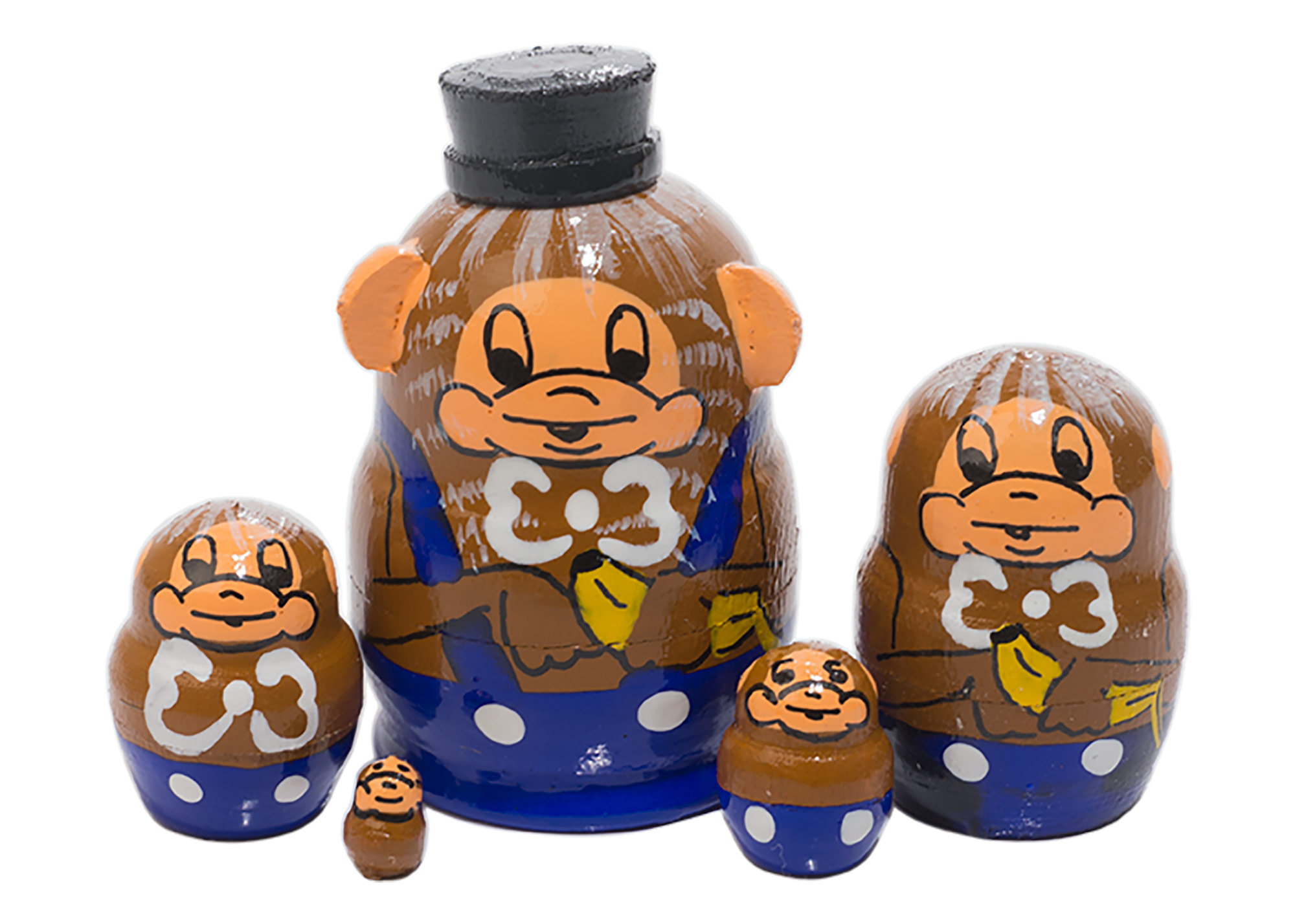 Buy Mini Nesting Doll: Monkeys  5pc./1" at GoldenCockerel.com