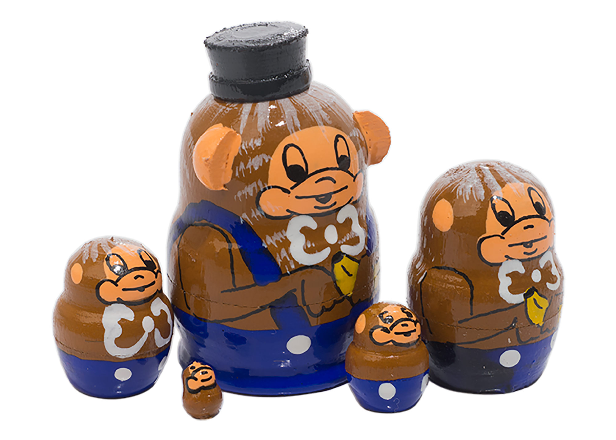 Buy Mini Nesting Doll: Monkeys  5pc./1" at GoldenCockerel.com