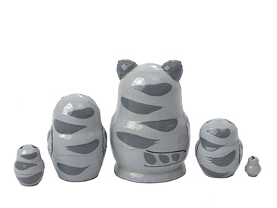 Buy Mini Gray Cat w/ Mouse Doll 5pc./1" at GoldenCockerel.com