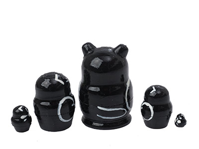 Buy Mini Black Cat w/ Mouse Nesting Doll 5pc./1" at GoldenCockerel.com