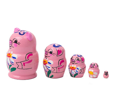 Buy Miniature Stacking Doll: Pig 5pc./1" at GoldenCockerel.com