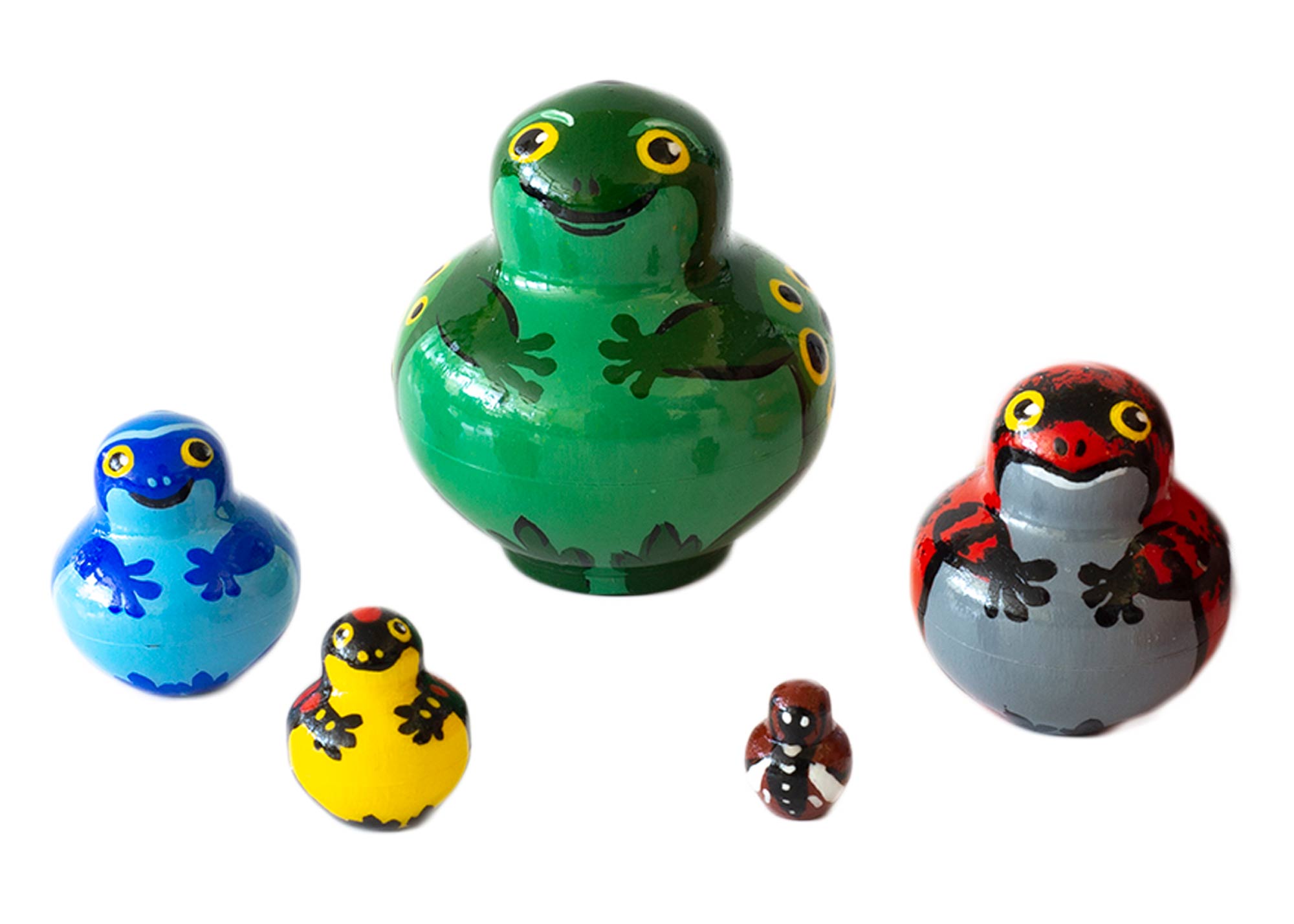 Buy Miniature Stacking Doll: Rainforest Frog 5pc./1" at GoldenCockerel.com