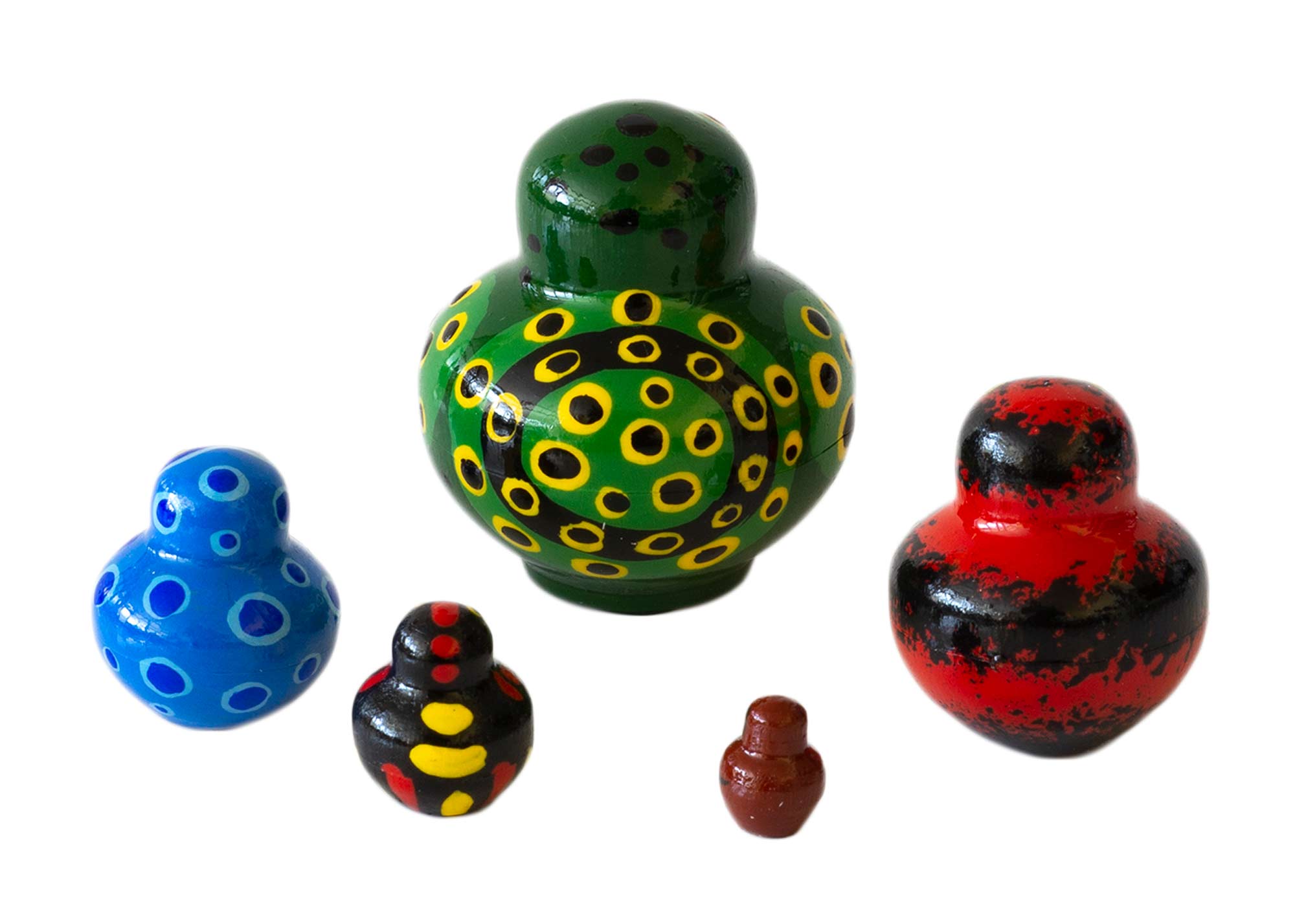 Buy Miniature Stacking Doll: Rainforest Frog 5pc./1" at GoldenCockerel.com