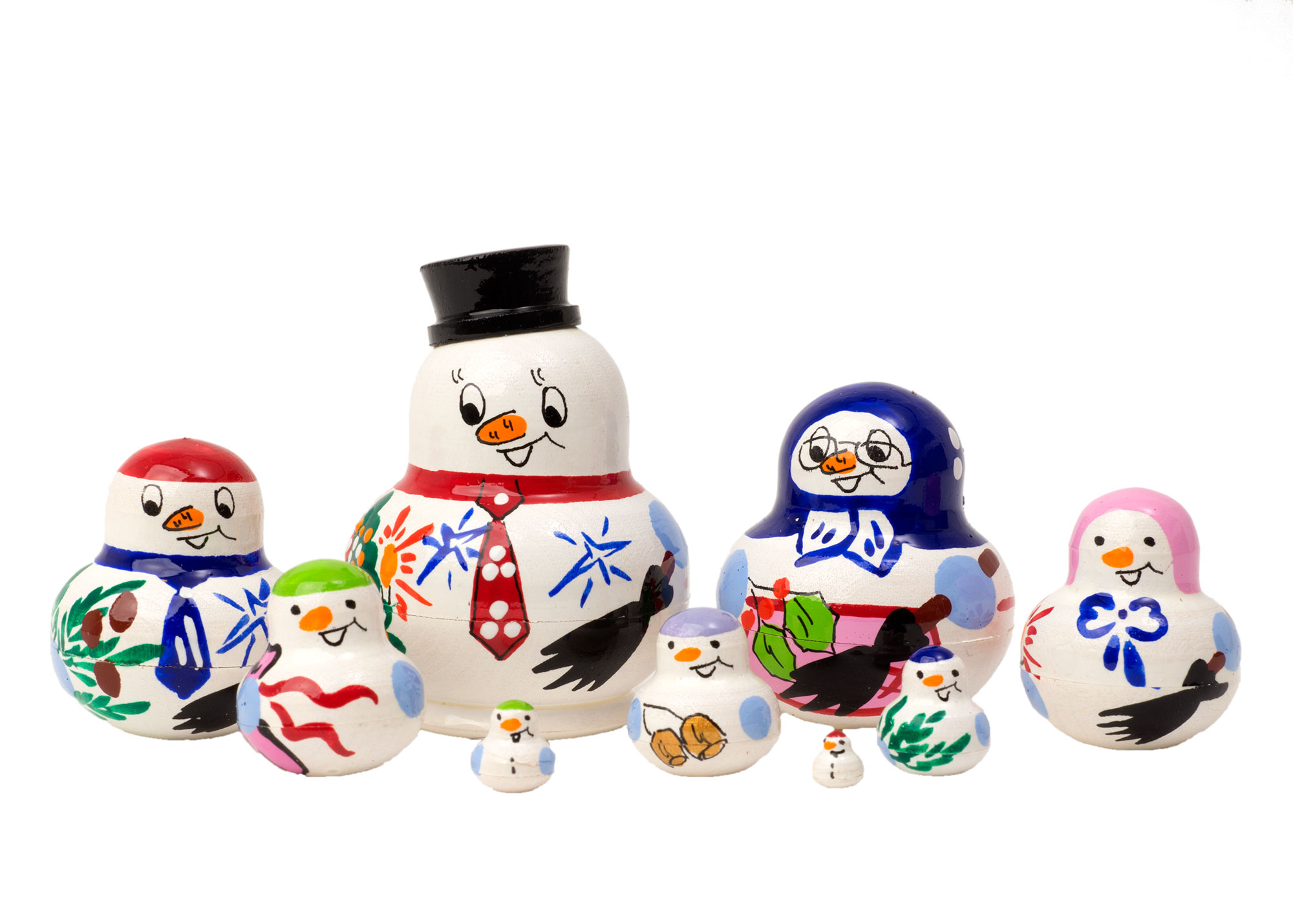 10 Piece Mini Snowman Nesting Doll