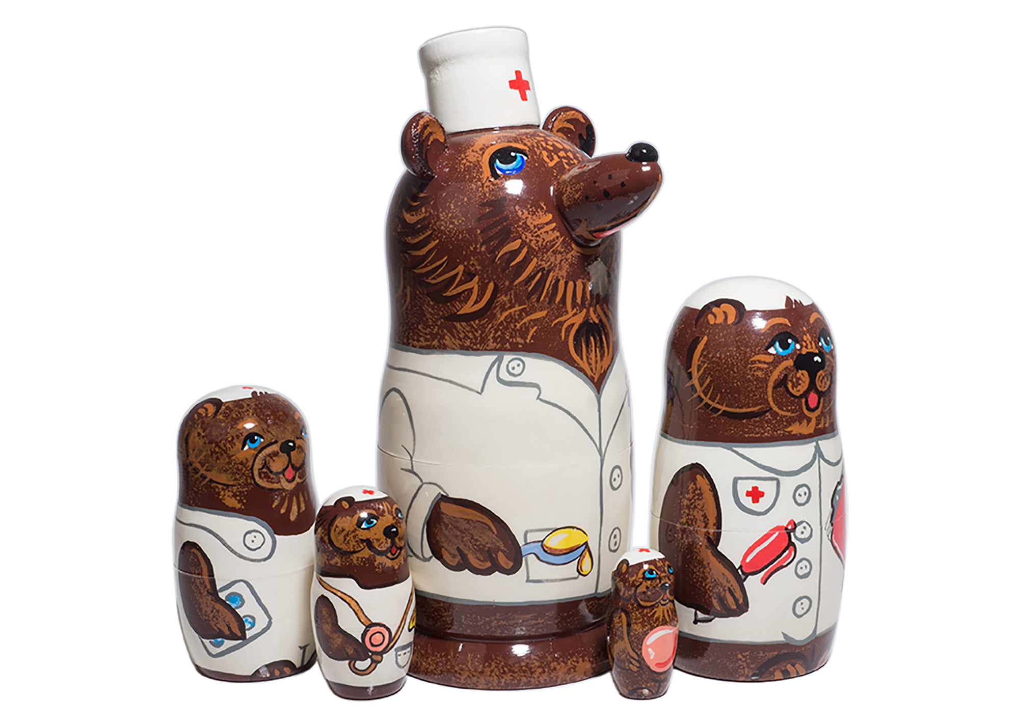Buy Nurse Bear Nesting Doll 5pc./8" at GoldenCockerel.com