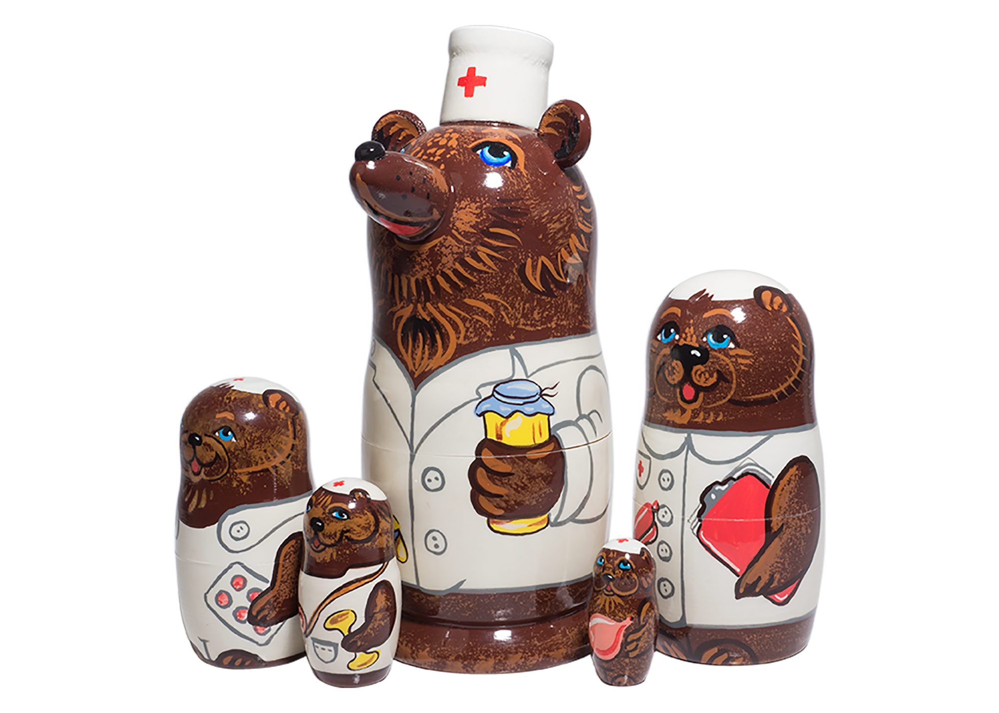 Buy Nurse Bear Nesting Doll 5pc./8" at GoldenCockerel.com