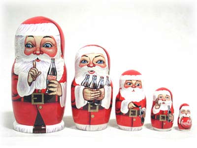 Buy Coca Cola Santas 5pc. 5" at GoldenCockerel.com