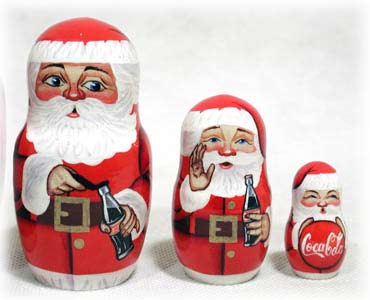 Buy Coca Cola Santas 5pc. 5" at GoldenCockerel.com