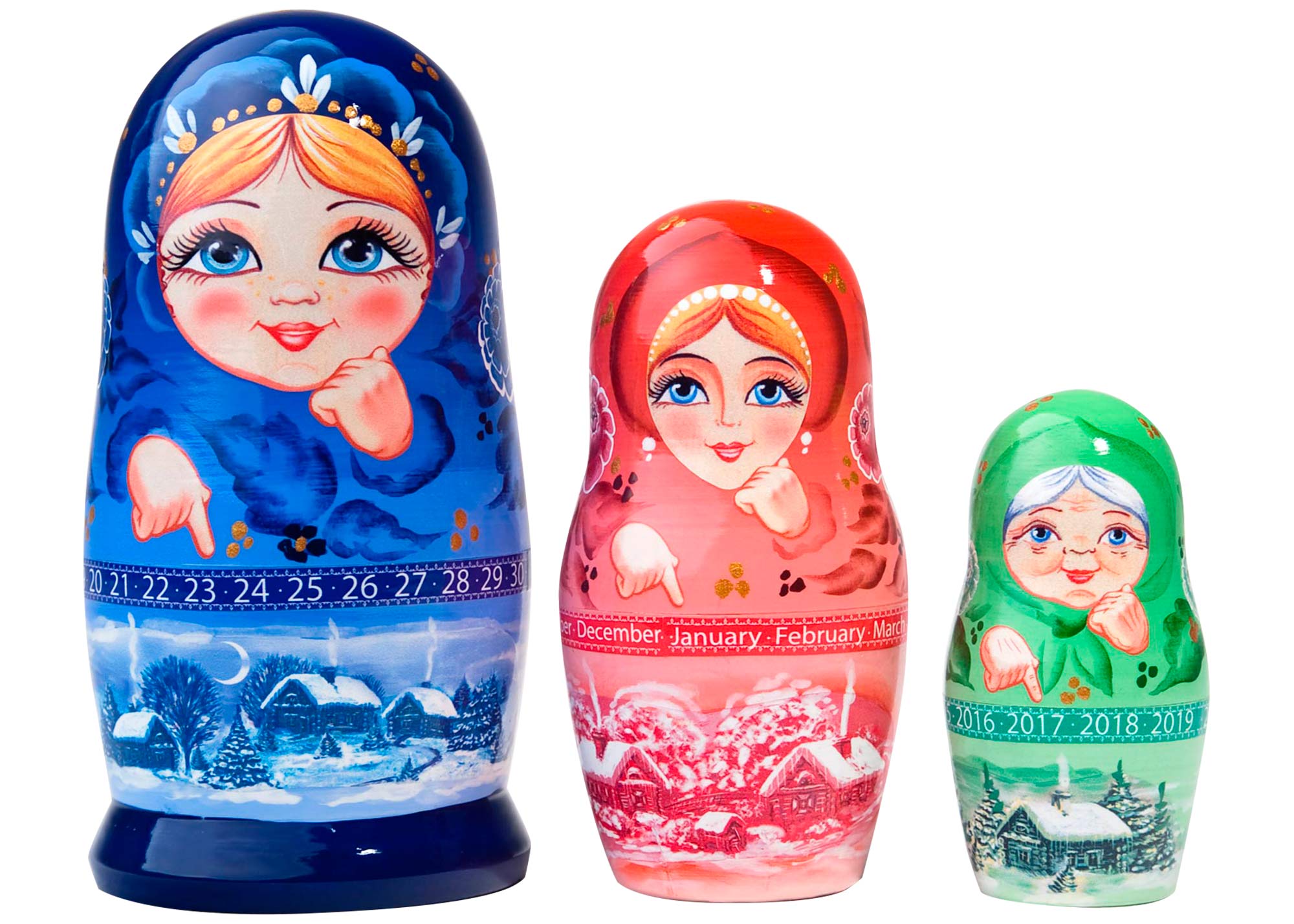 Buy Calendar Matryoshka 3pc./5” at GoldenCockerel.com