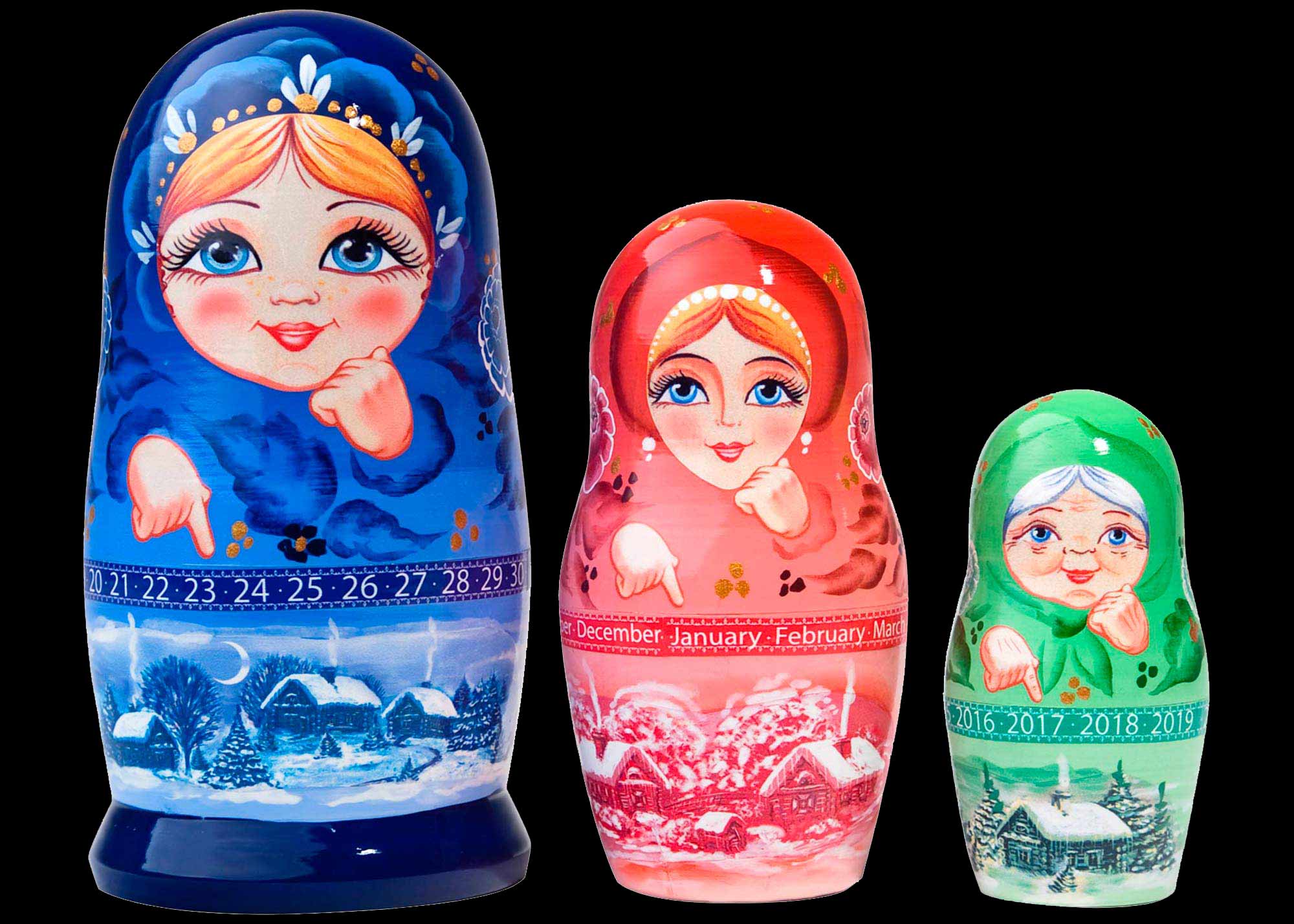 Buy Calendar Matryoshka 3pc./5” at GoldenCockerel.com