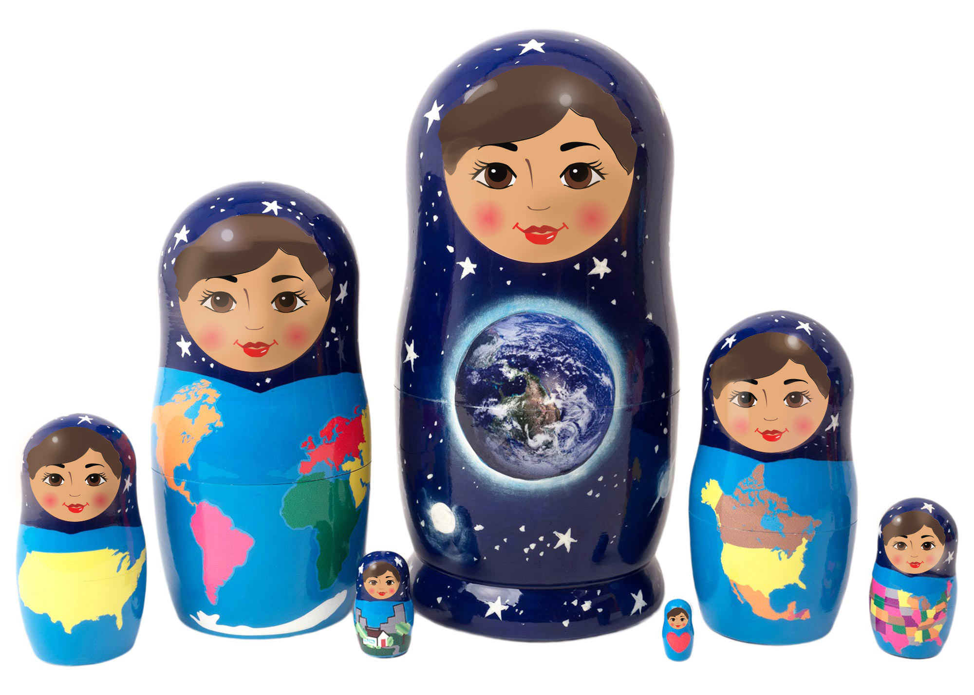 Buy Multicultural USA Geography Doll 7pc./8"  at GoldenCockerel.com