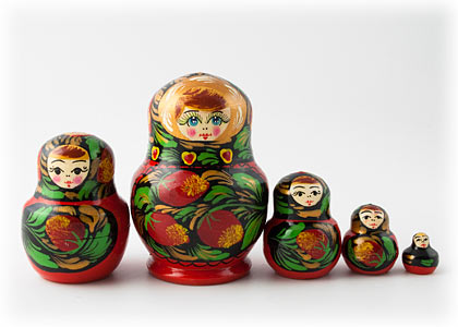 Buy Tolstoys Khokhloma Doll 5pc./3" at GoldenCockerel.com