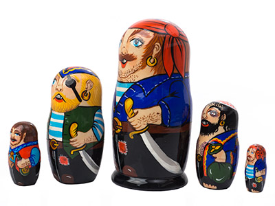 Buy Pirate Nesting Doll 5pc./6" at GoldenCockerel.com