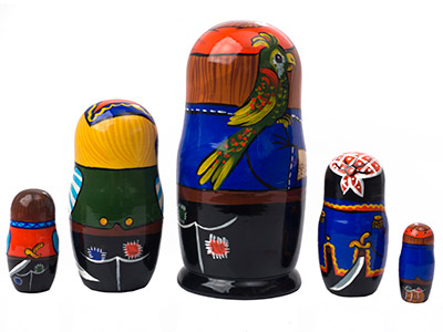 Buy Pirate Nesting Doll 5pc./6" at GoldenCockerel.com