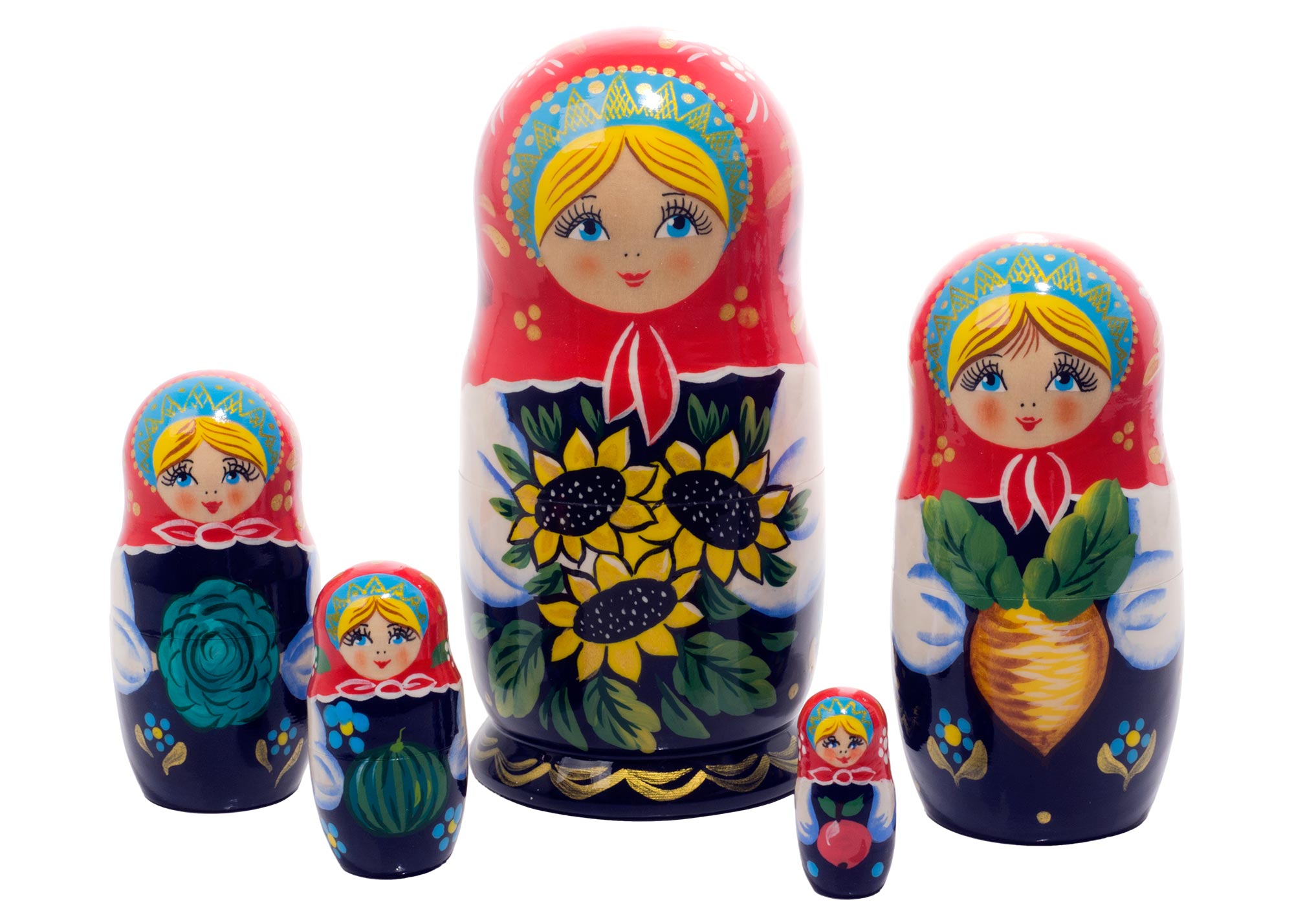 Buy Классическая матрешка “Подсолнух” 5 мест 15 см  at GoldenCockerel.com