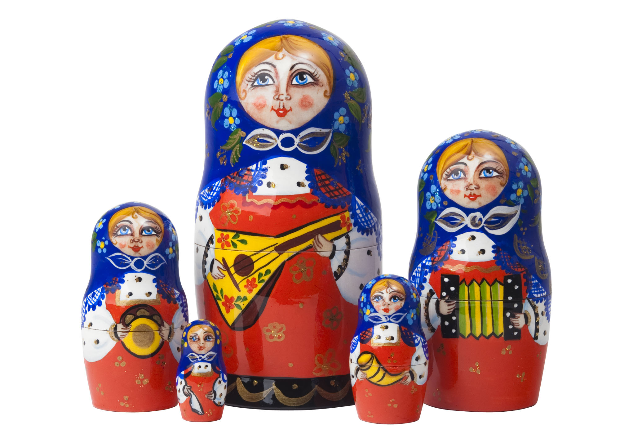 Buy Balalaika Classical Nesting Doll 5pc./6" at GoldenCockerel.com