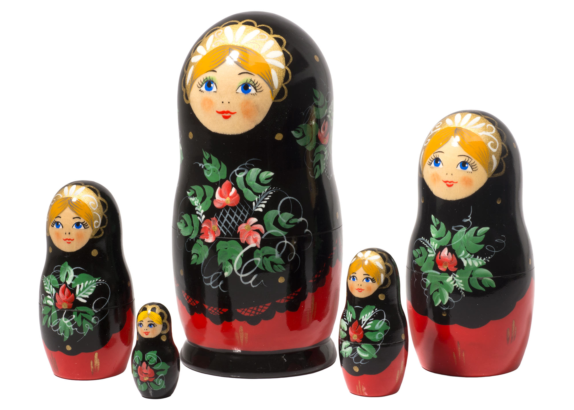 Buy Red & Black Classical Nesting Doll 5pc./6" at GoldenCockerel.com