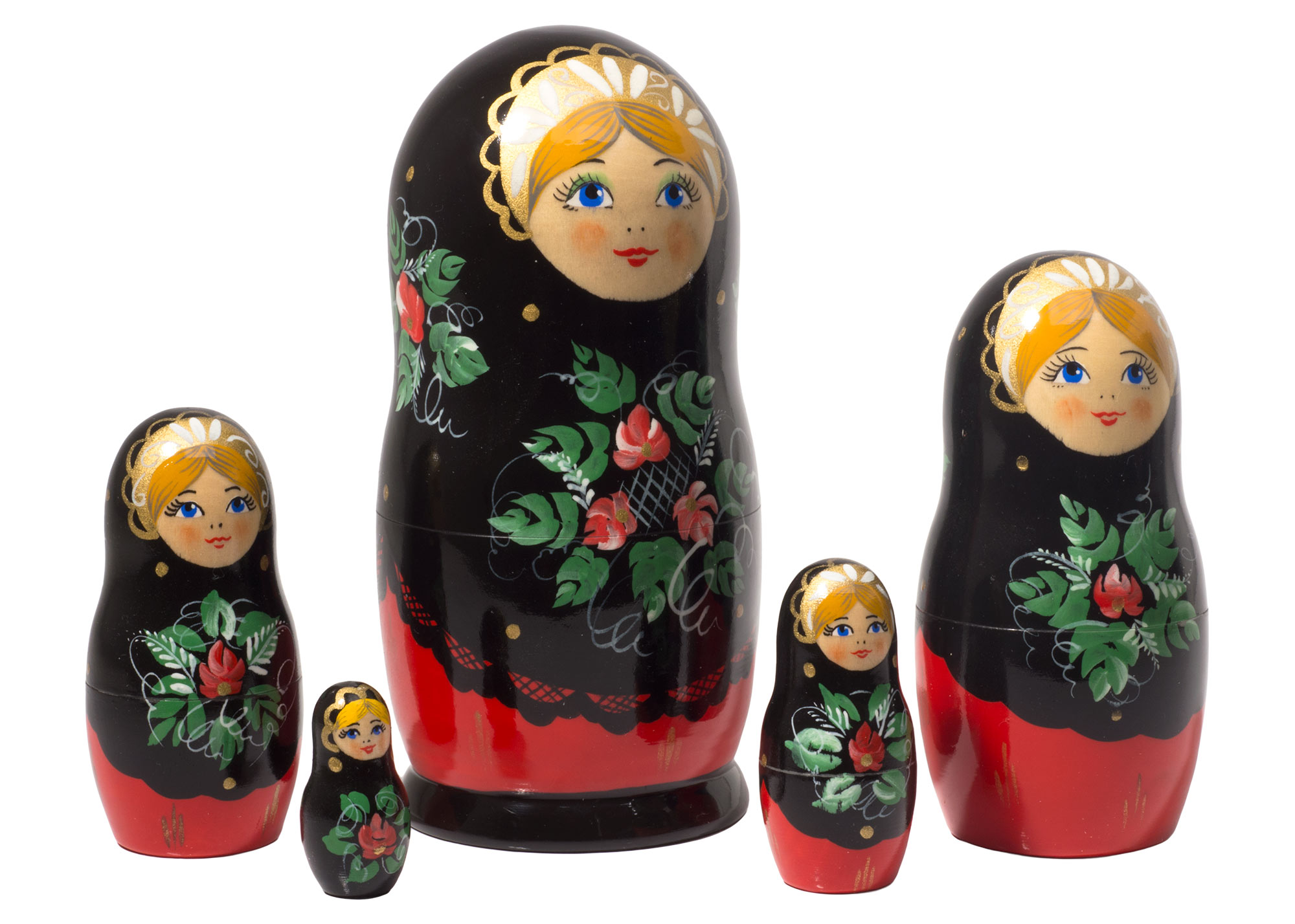 Buy Red & Black Classical Nesting Doll 5pc./6" at GoldenCockerel.com