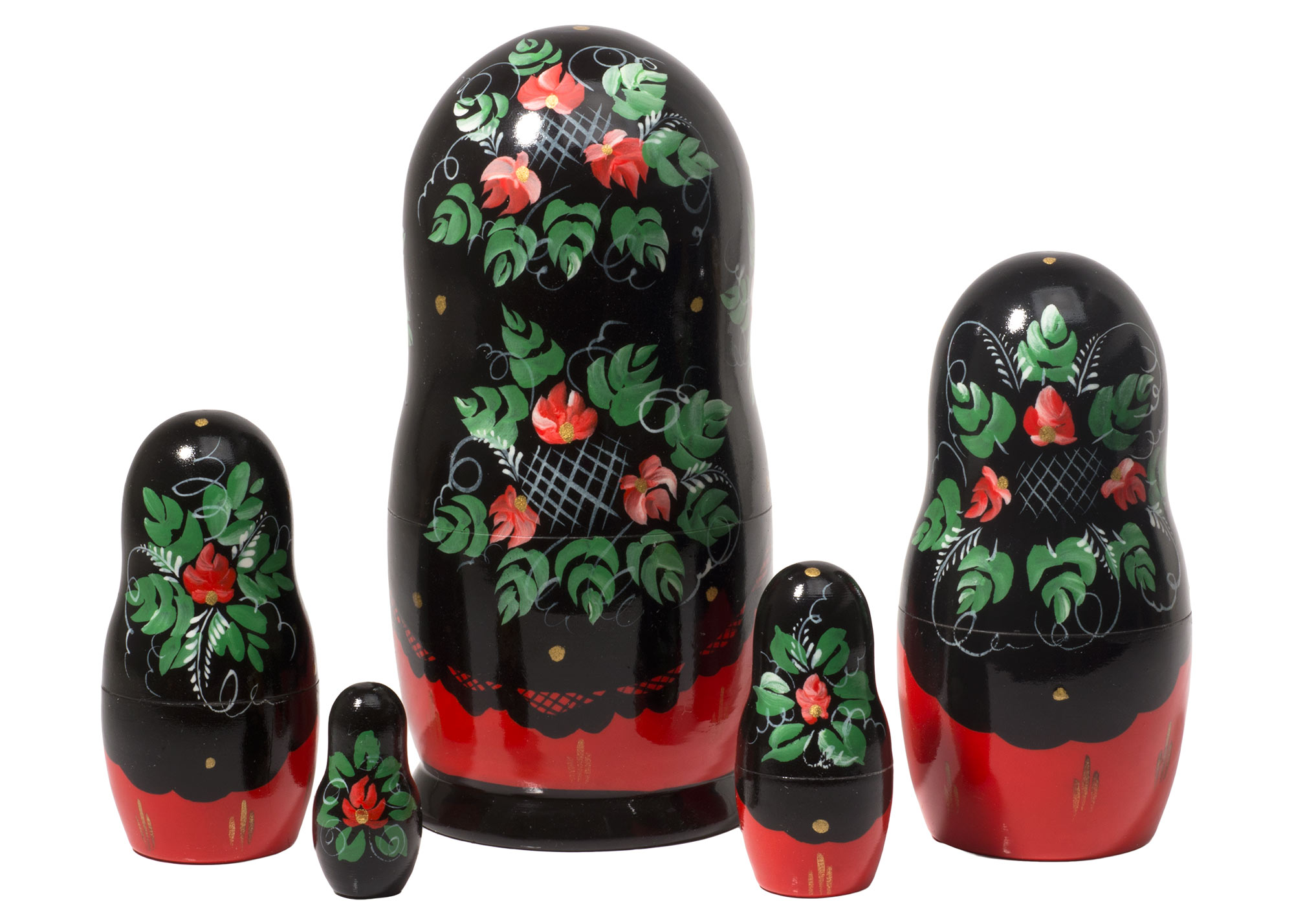 Buy Red & Black Classical Nesting Doll 5pc./6" at GoldenCockerel.com