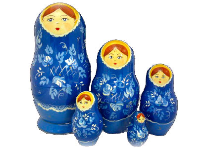 Buy Flowers Blue Classical Doll 5pc./6" at GoldenCockerel.com