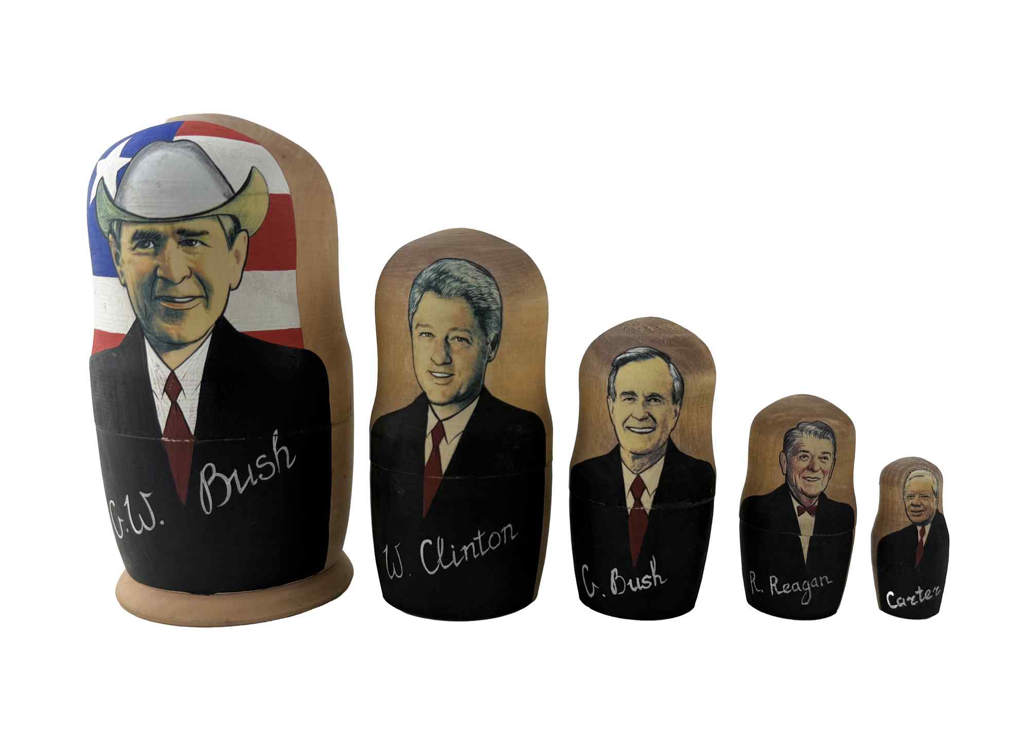 Buy Vintage George W. Bush and Previous Presidents Nesting Doll 5pc/6" at GoldenCockerel.com