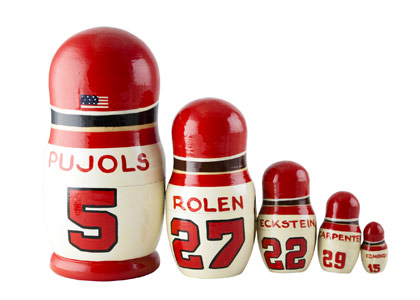 Buy St. Louis Cardinals Baseball Nesting Doll 5pc./6" at GoldenCockerel.com