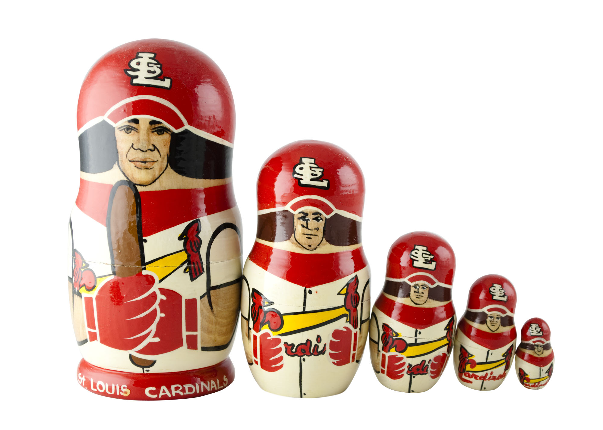 Buy St. Louis Cardinals Baseball Nesting Doll 5pc./6" at GoldenCockerel.com