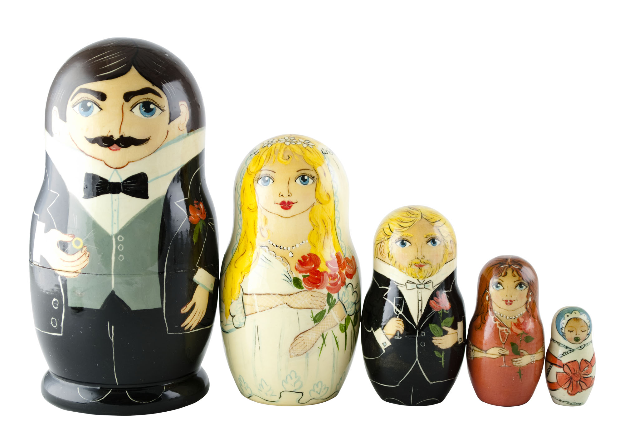 Buy Bride & Groom Wedding Doll 5pc./6" at GoldenCockerel.com
