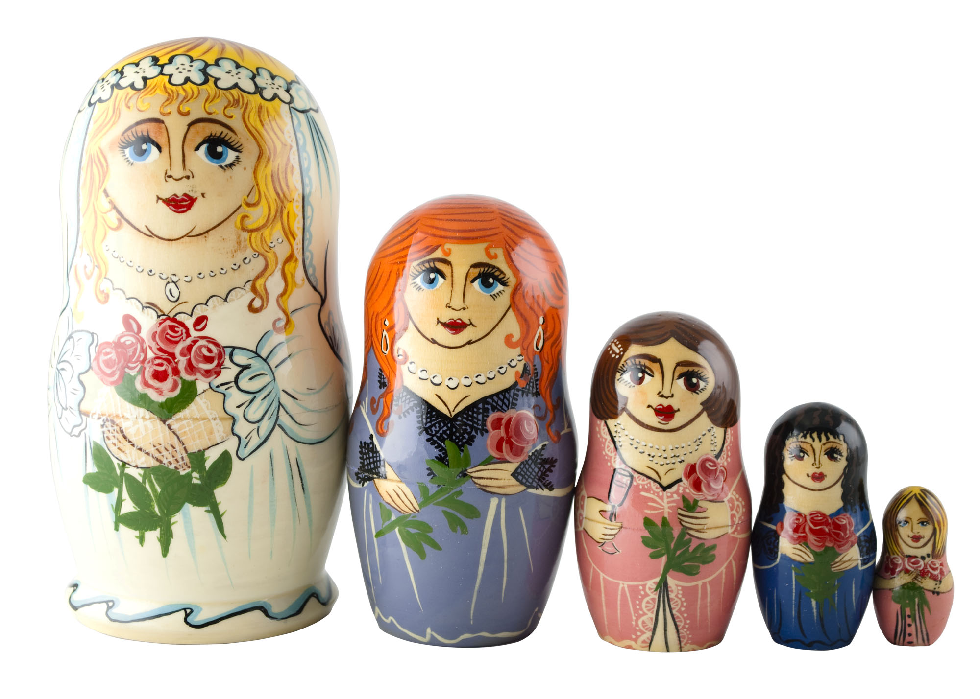 Buy Wedding Bride Babushka Doll 5pc./6" at GoldenCockerel.com