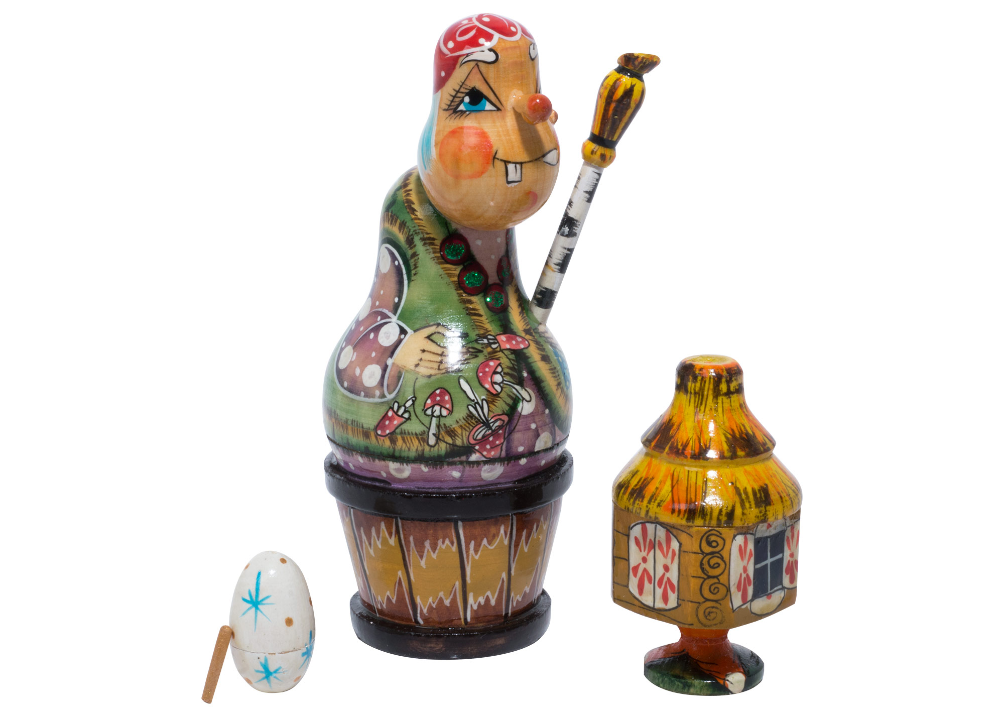 Baba Yaga w Broom Doll 3pc. 5 Halloween decoration