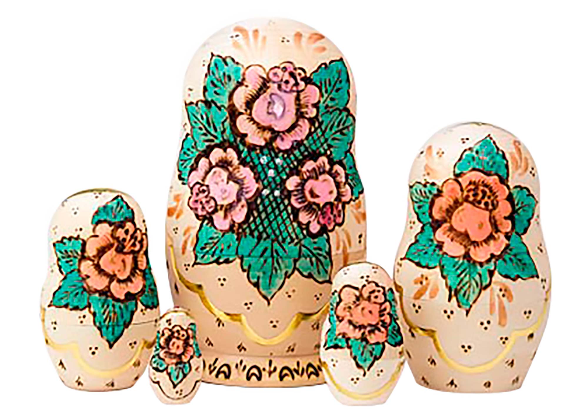 Buy Woodburned Nesting Doll Daisies 5pc./7" at GoldenCockerel.com