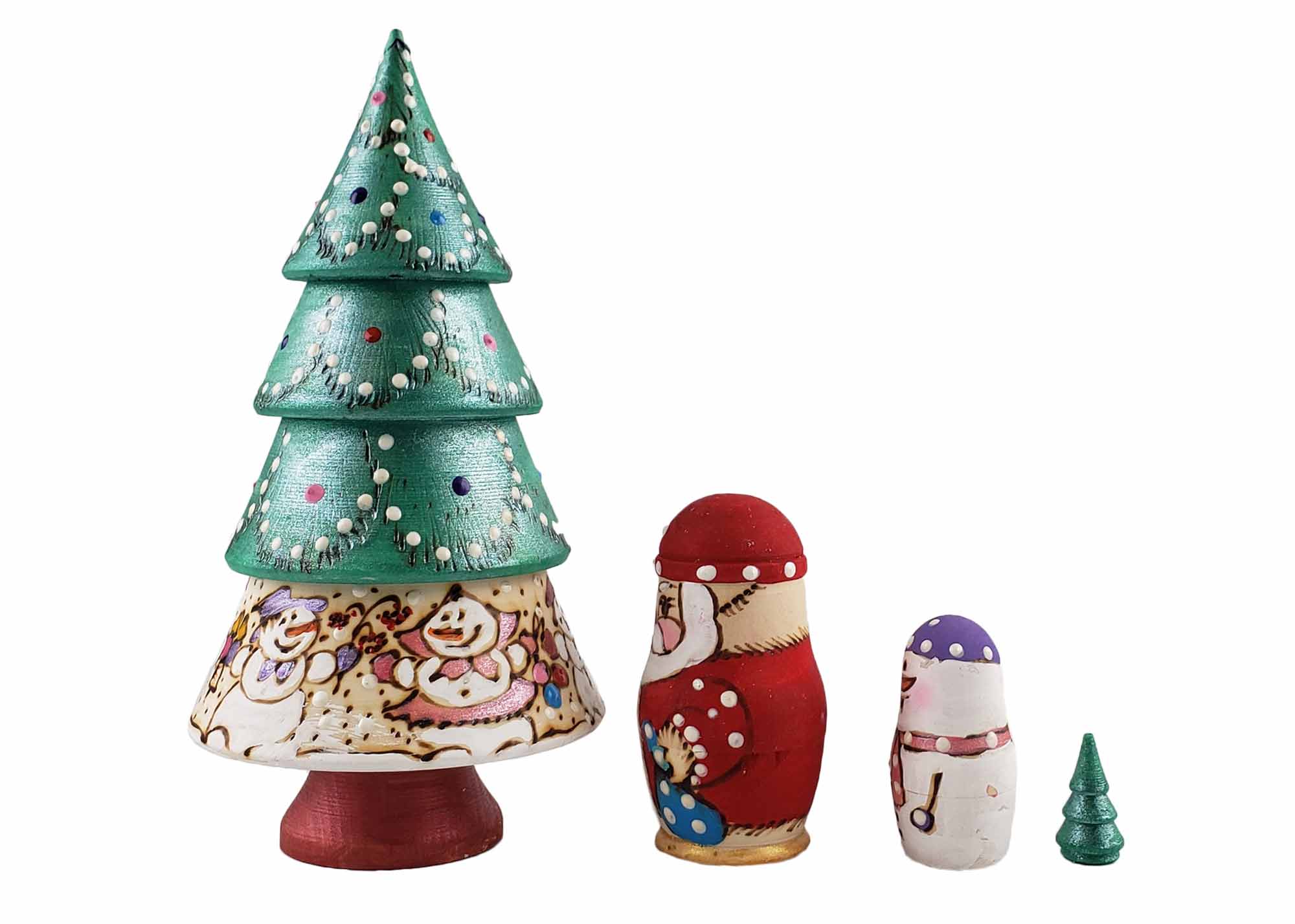 Buy Woodburned Christmas Tree Nesting Doll 4pc./6" at GoldenCockerel.com