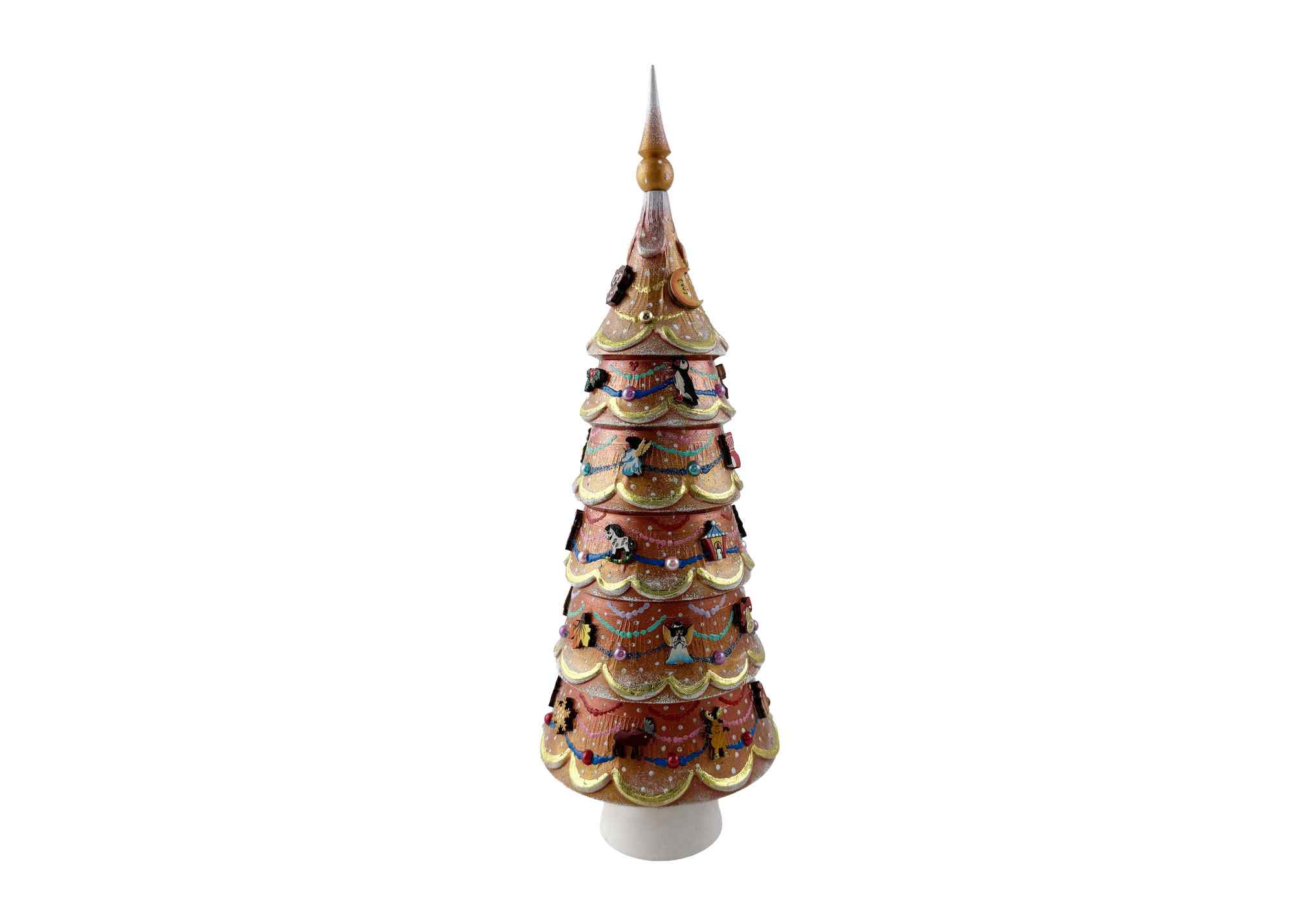 Buy XL Deluxe Gold Christmas Tree Nesting Doll with Toy Ornaments 5pc/13" at GoldenCockerel.com