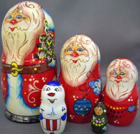 Buy Smiley Santa Doll 5pc./7" at GoldenCockerel.com