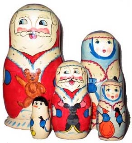 Buy Santa w/ Snow Maiden Doll 5pc./6" at GoldenCockerel.com