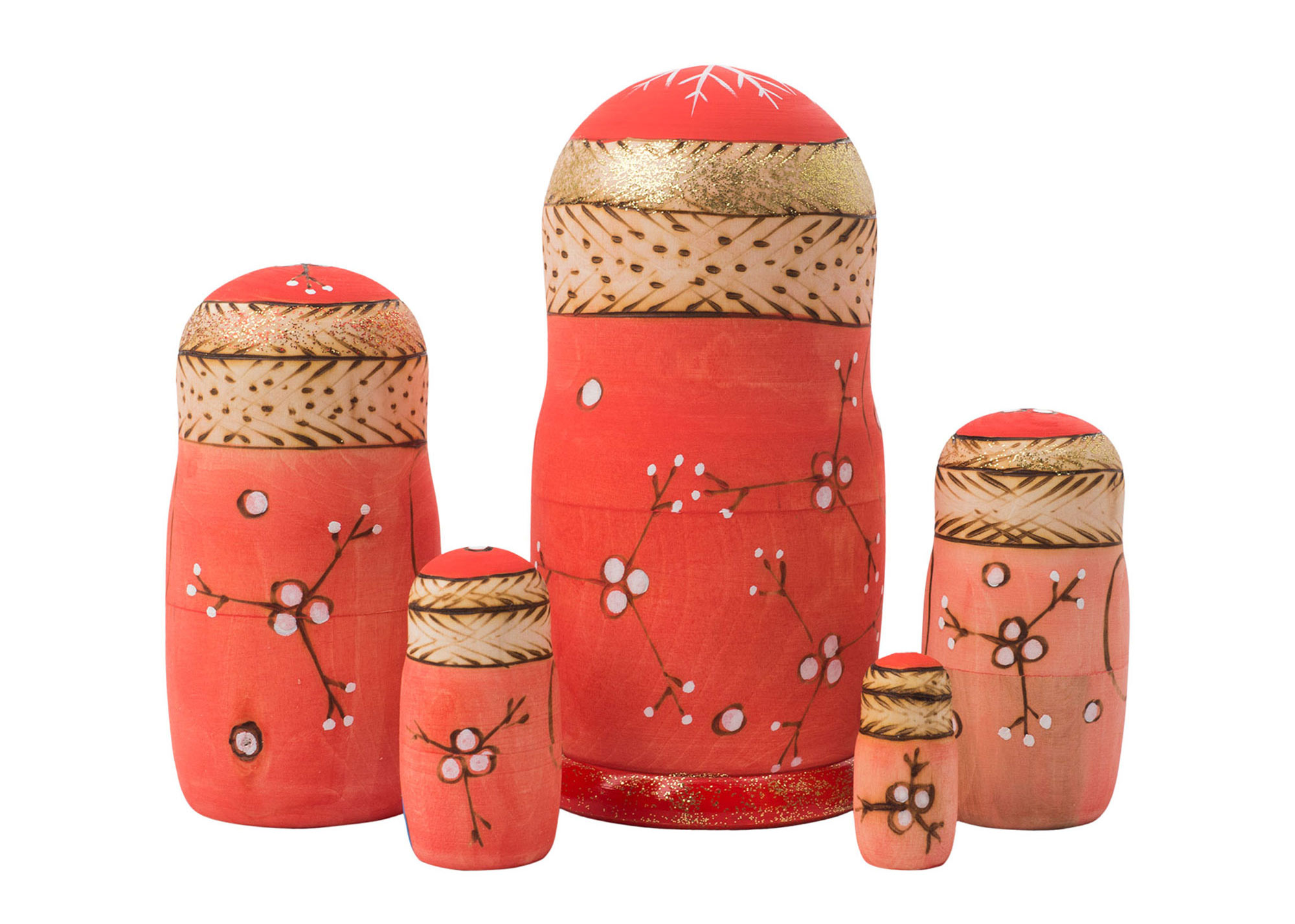 Buy Woodburned Santa Nesting Doll 5pc./6" at GoldenCockerel.com